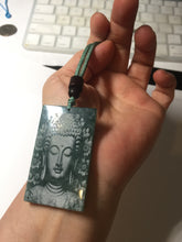 Load image into Gallery viewer, 100% natural blue/gray Guatemala  jadeite jade Guanyin (观音) safe and sound pendant/worry stone/decor PD194
