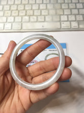 Load image into Gallery viewer, 卖了 56.2mm certified Type A 100% Natural white yellow green gray light purple with brown flying dandelions slim round cut Jadeite Jade bangle PE117-3722
