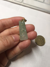 Load image into Gallery viewer, 100% Natural type A icy watery light green Jadeite Jade bamboo pendant PC124-1
