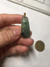 Load image into Gallery viewer, 100% Natural type A icy watery dark green/black Jadeite Jade blessed melon pendant PC124-2
