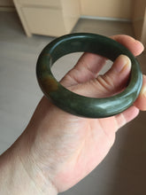 Load image into Gallery viewer, 52.3mm 100% Natural dark green yellow nephrite Jade bangle(河磨玉) HE103

