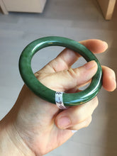 Load image into Gallery viewer, 57.5m certified 100% Natural dark green/black nephrite (碧玉)  bangle HT168-6-3916
