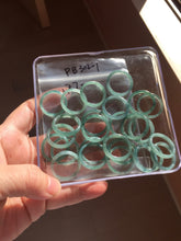 Load image into Gallery viewer, 17.7mm 7 1/2 100% natural type A icy watery green/blue/gray/black Guatemala jadeite jade band ring group PB302
