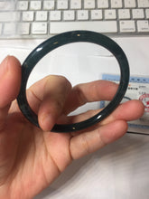 Load image into Gallery viewer, 58.8mm Type A 100% Natural icy black(冰乌鸡) blue gray Guatemala Slim Round Cut Jadeite Bangle PJ153-1373
