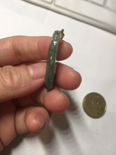 Load image into Gallery viewer, 100% Natural type A icy watery dark green/black Jadeite Jade blessed melon pendant PC124-2
