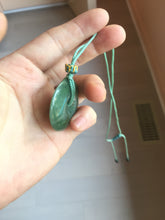 Load image into Gallery viewer, 34mm Type A 100% Natural oily dark green(老油青) Jadeite Jade Safety Guardian lenticular disc Button donuts pendant PA106
