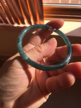 Load image into Gallery viewer, 55.6mm Certified Type A 100% Natural dark green/blue/gray Guatemala slim round cut Jadeite bangle PD20-4453

