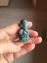 Load image into Gallery viewer, 100% Natural green/blue/gray/black Guatemala jadeite Jade little monkey with ingot desk decor/worry stone PF8
