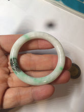 Load image into Gallery viewer, 35-38mm Type A 100% Natural sunny green/white Jadeite Jade kids bangle /scarf button group BF100
