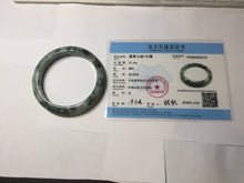 Load image into Gallery viewer, 59.5mm Certified Type A 100% Natural dark green gray black camouflage color Jadeite bangle PD139-6273
