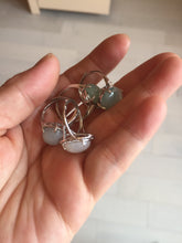 Load image into Gallery viewer, 100% natural type A icy watery green dark green four-prong jadeite jade ring group AA89
