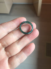 Load image into Gallery viewer, 16.9mm Size 6 1/2 100% natural type A dark green blue black gray Guatemala jadeite band ring group PE12
