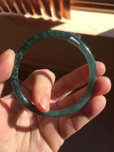 Load image into Gallery viewer, 55mm Certified Type A 100% Natural dark green/blue/gray Guatemala slim round cut Jadeite bangle PD18-4450
