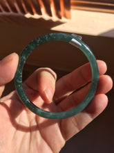 Load image into Gallery viewer, 55mm Certified Type A 100% Natural dark green/blue/gray Guatemala slim round cut Jadeite bangle PD18-4450
