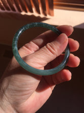 Load image into Gallery viewer, 55mm Certified Type A 100% Natural dark green/blue/gray Guatemala slim round cut Jadeite bangle PD18-4450

