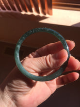 Load image into Gallery viewer, 55mm Certified Type A 100% Natural dark green/blue/gray Guatemala slim round cut Jadeite bangle PD18-4450
