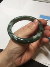 Load image into Gallery viewer, 59.5mm Certified Type A 100% Natural dark green gray black camouflage color Jadeite bangle PD139-6273
