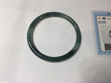 Load image into Gallery viewer, 56.3mm Certified Type A 100% Natural icy watery dark green/blue/gray/black slim Guatemala Jadeite bangle PJ155-0662
