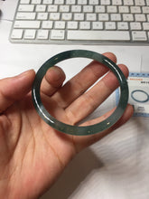 Load image into Gallery viewer, 56.3mm Certified Type A 100% Natural icy watery dark green/blue/gray/black slim Guatemala Jadeite bangle PJ155-0662
