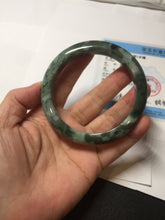 Load image into Gallery viewer, 59.5mm Certified Type A 100% Natural dark green gray black camouflage color Jadeite bangle PD139-6273
