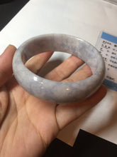 Load image into Gallery viewer, 59mm Certified Type A 100% Natural light purple white chubby broad style Jadeite Jade bangle BM98-4481
