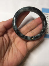 Load image into Gallery viewer, 55mm Certified Type A 100% Natural dark green black/white (black water and white mountains,白山黑水) Jadeite bangle PD140-6240
