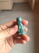 Load image into Gallery viewer, 100% Natural green/blue/gray/black Guatemala jadeite Jade little monkey with ingot desk decor/worry stone PF5
