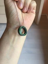 Load image into Gallery viewer, 100% natural type A dark green/sunny green/black jadeite jade band ring PB222
