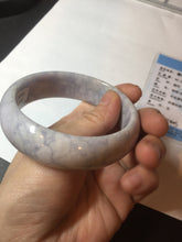 Load image into Gallery viewer, 59mm Certified Type A 100% Natural light purple white chubby broad style Jadeite Jade bangle BM98-4481
