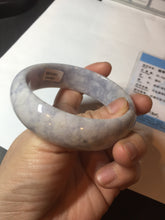 Load image into Gallery viewer, 59mm Certified Type A 100% Natural light purple white chubby broad style Jadeite Jade bangle BM98-4481
