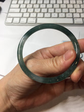 Load image into Gallery viewer, 56.3mm Certified Type A 100% Natural icy watery dark green/blue/gray/black slim Guatemala Jadeite bangle PJ155-0662
