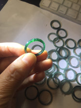 Load image into Gallery viewer, 16.9mm Size 6 1/2 100% natural type A dark green blue black gray Guatemala jadeite band ring group PE12
