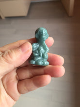 Load image into Gallery viewer, 100% Natural green/blue/gray/black Guatemala jadeite Jade little monkey with ingot desk decor/worry stone PF5
