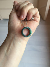 Load image into Gallery viewer, 100% natural type A dark green/sunny green/black jadeite jade band ring PB222
