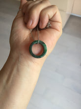 Load image into Gallery viewer, 100% natural type A dark green/sunny green/black jadeite jade band ring PB222
