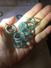Load image into Gallery viewer, 16.9mm Size 6 1/2 100% natural type A dark green blue black gray Guatemala jadeite band ring group PE12

