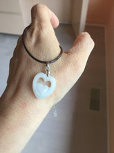 Load image into Gallery viewer, 100% Natural type A light green/white double hearts jadeite Jade pendant necklace PB221
