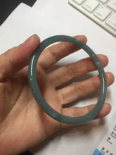 Load image into Gallery viewer, 63.6mm Certified Type A 100% Natural deep sea dark green/blue/gray slim round cut Guatemala Jadeite bangle PB5-7036
