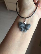 Load image into Gallery viewer, 100% Natural type A black white Wuji(乌鸡) Jadeite Jade butterfly Midnight Bloom(暗夜之花) pendant PF4
