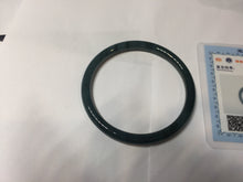 Load image into Gallery viewer, 56mm Certified Type A 100% Natural icy watery dark green/blue/gray/black slim Guatemala Jadeite bangle PJ156-0681
