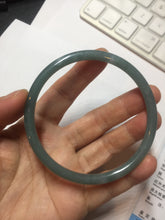 Load image into Gallery viewer, 63.6mm Certified Type A 100% Natural deep sea dark green/blue/gray slim round cut Guatemala Jadeite bangle PB5-7036
