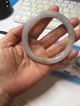 Load image into Gallery viewer, 58.5mm certified Type A 100% Natural white yellow green gray light purple with brown red flying dandelions slim round cut Jadeite Jade bangle PE118-3721
