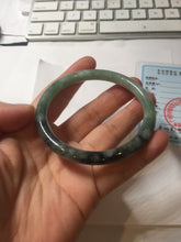 Load image into Gallery viewer, 56mm Certified Type A 100% Natural watermelon rind &amp; Smoky Black-Gray(WuJi) Jadeite round cut Jadeite bangle AZ181-0513
