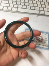 Load image into Gallery viewer, 56mm Certified Type A 100% Natural icy watery dark green/blue/gray/black slim Guatemala Jadeite bangle PJ156-0681
