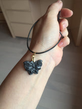 Load image into Gallery viewer, 100% Natural type A black white Wuji(乌鸡) Jadeite Jade butterfly Midnight Bloom(暗夜之花) pendant PF4

