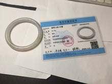 Load image into Gallery viewer, 58.5mm certified Type A 100% Natural white yellow green gray light purple with brown red flying dandelions slim round cut Jadeite Jade bangle PE118-3721
