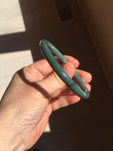 Load image into Gallery viewer, 55.4mm Certified Type A 100% Natural dark green blue gray black slim round cut Guatemala Jadeite bangle PJ14-4298

