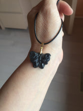 Load image into Gallery viewer, 100% Natural type A black white Wuji(乌鸡) Jadeite Jade butterfly Midnight Bloom(暗夜之花) pendant PF4
