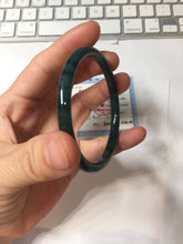 Load image into Gallery viewer, 56mm Certified Type A 100% Natural icy watery dark green/blue/gray/black slim Guatemala Jadeite bangle PJ156-0681

