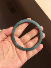 Load image into Gallery viewer, 60mm Certified Type A 100% Natural dark green blue gray black slim round cut Guatemala Jadeite bangle PJ13-4323
